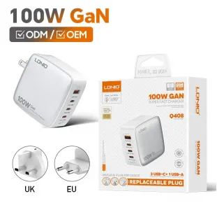 شاحن GaN عالي التقنية 100 واط مع 4 منافذ USB (1A3C)